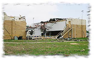 A church in the tornado's path.